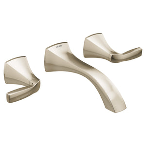Voss 2.63' 1.2 gpm 2 Lever Handle Three Hole Wall Mount Bathroom Faucet Trim in Polished Nickel