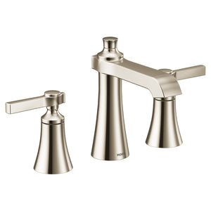 Flara 7' 1.2 gpm 2 Lever Handle Three Hole Deck Mount Bathroom Faucet Trim in Polished Nickel