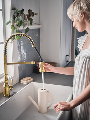 Weymouth 21.75' 1.5 gpm 1 Lever Handle One Hole Deck Mount Kitchen Faucet in Brushed Gold