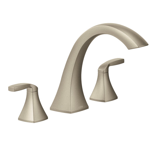 Voss 8.5" 2 Handle Three Hole Deck Mount Roman Tub Faucet Trim in Brushed Nickel