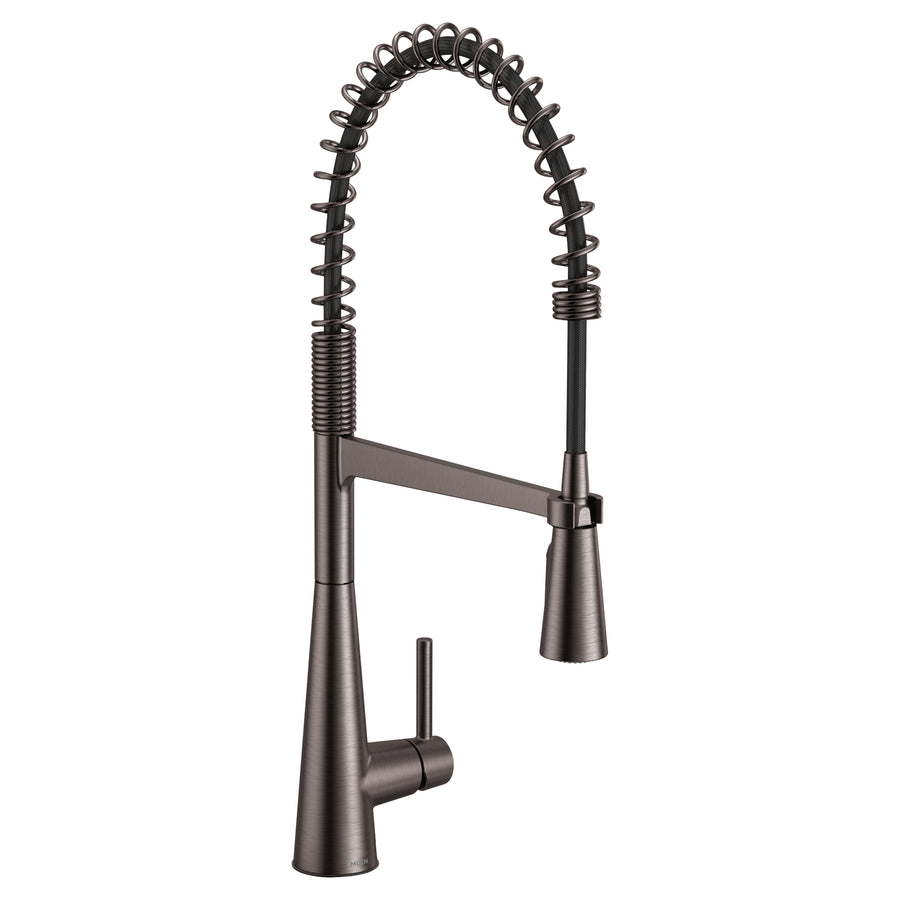 Sleek 23.25' 1.5 gpm 1 Lever Handle One or Three Hole Deck Mount Kitchen Faucet in Black Stainless