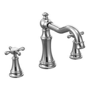 Weymouth 7.94' 2 Cross Handle Three Hole Deck Mount Roman Tub Faucet in Chrome