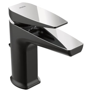 Via 20.88' 1.2 gpm 1 Handle One Hole Bathroom Faucet in Matte Black & Chrome