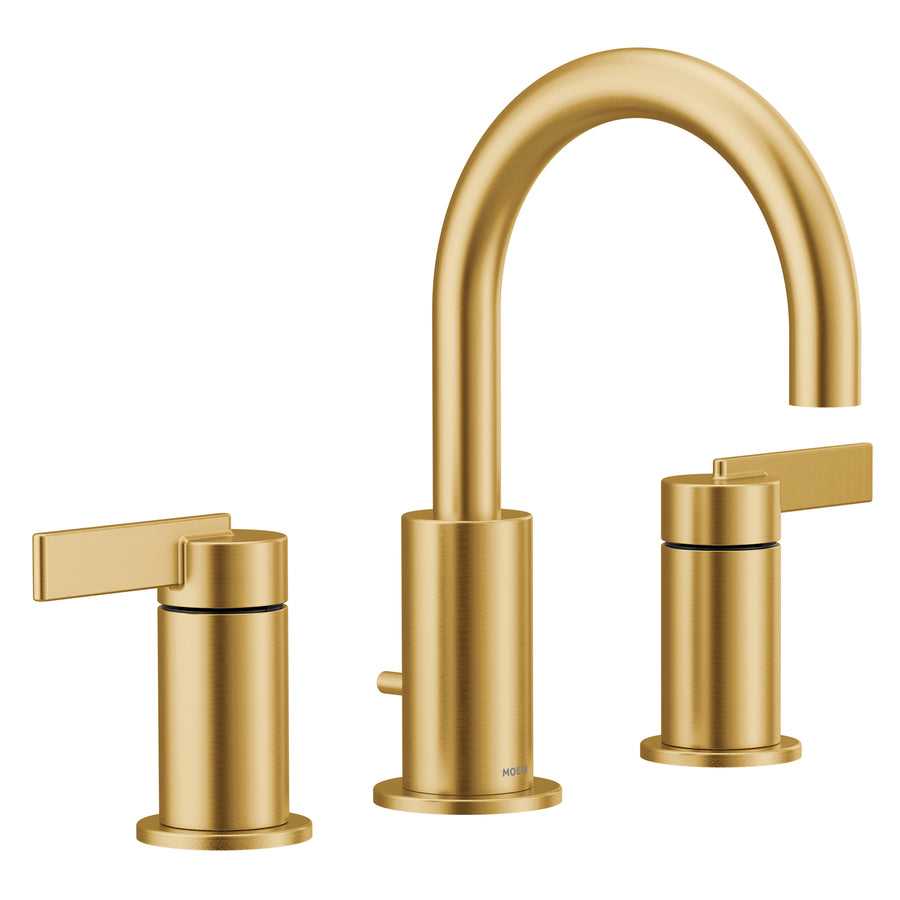 Cia 9' 1.2 gpm 2 Lever Handle Three Hole Deck Mount Bathroom Faucet Trim in Brushed Gold