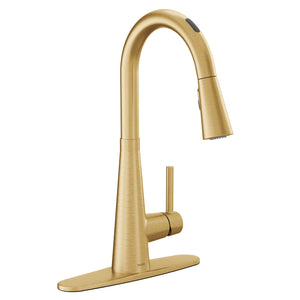 Sleek 15.56' 1.5 gpm 1 Lever Handle One or Three Hole Smart Kitchen Faucet in Brushed Gold