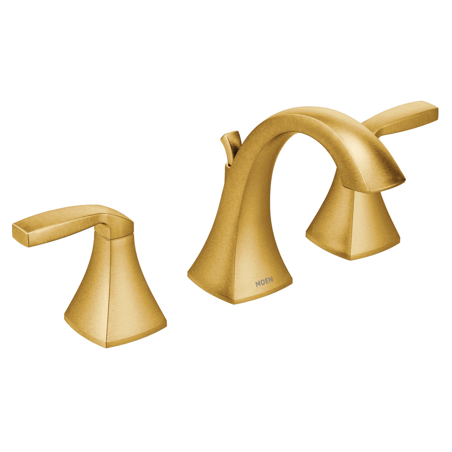Voss 5.88' 1.2 gpm 2 Lever Handle Three Hole Deck Mount Bathroom Faucet Trim in Brushed Gold
