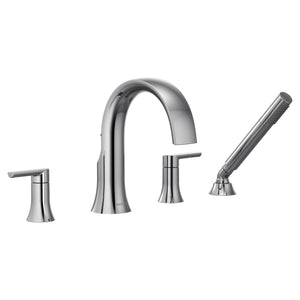 Doux 8' 1.75 gpm 2 Lever Handle Four Hole Deck Mount Bathtub Faucet with Side Spray in Chrome