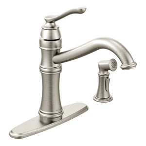 Belfield 12.13' 1.5 gpm 1 Lever Handle Two or four Hole Kitchen Faucet with Side Spray in Spot Resist Stainless
