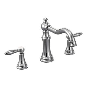 Weymouth 7.94' 2 Lever Handle Three Hole Deck Mount Roman Tub Faucet in Chrome