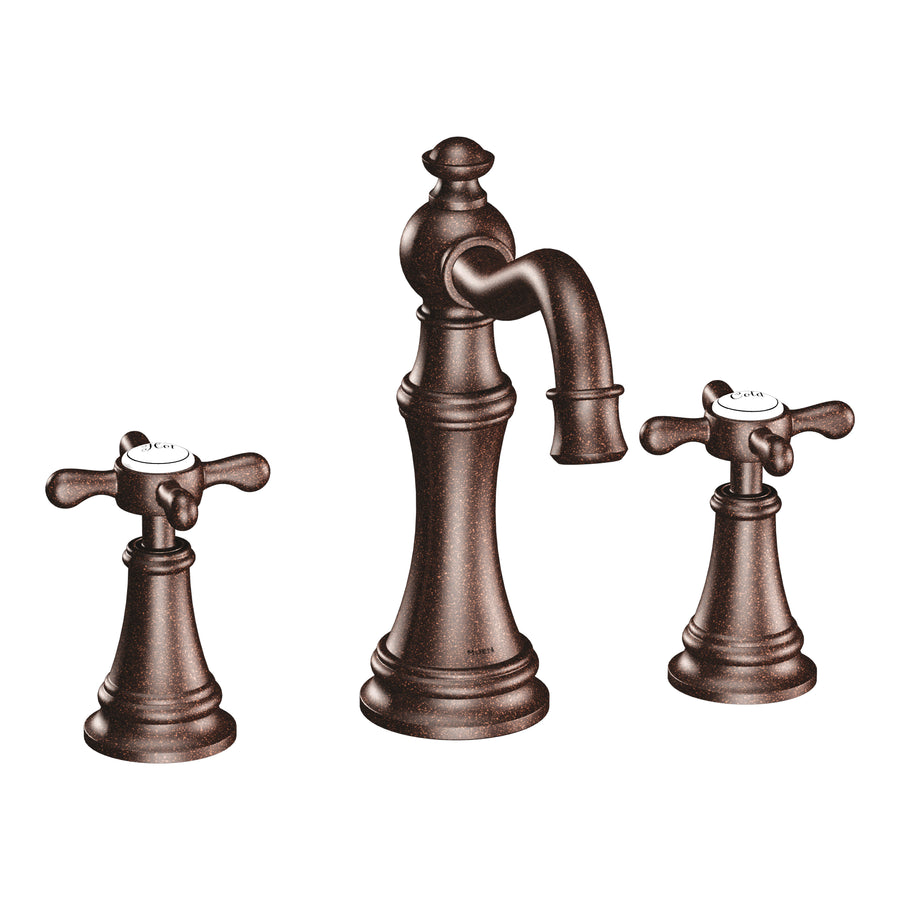 Weymouth 7.5' 1.2 gpm 2 Cross Handle Three Hole Deck Mount Bathroom Faucet Trim in Oil Rubbed Bronze