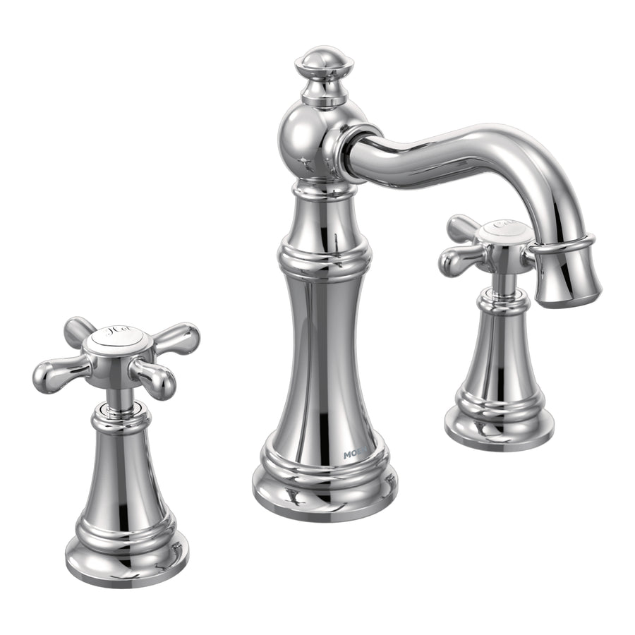 Weymouth 7.5' 1.2 gpm 2 Cross Handle Three Hole Deck Mount Bathroom Faucet Trim in Chrome