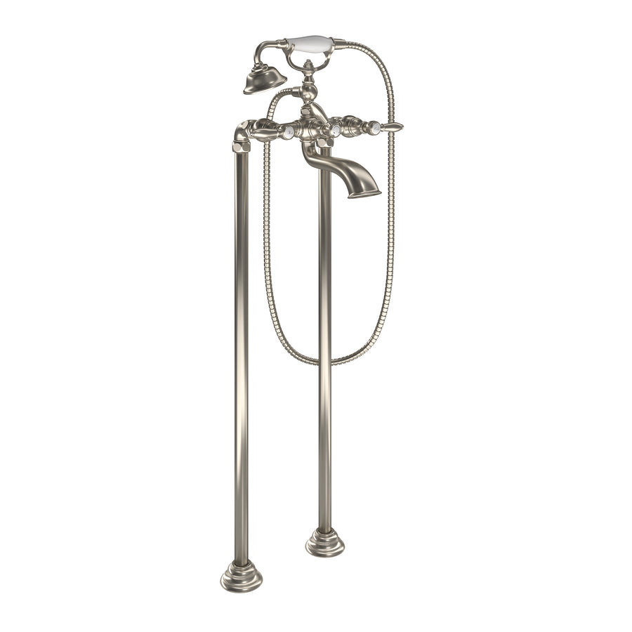 Weymouth 11.25' 1.75 gpm 2 Lever Handle Two Hole Floor Mount Tub-Filler in Brushed Nickel