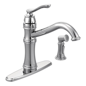 Belfield 12.13' 1.5 gpm 1 Lever Handle Two or four Hole Kitchen Faucet with Side Spray in Chrome