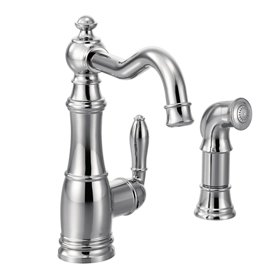 Weymouth 10.5' 1.5 gpm 1 Lever Handle One or Two Hole Kitchen Faucet with Side Spray in Chrome