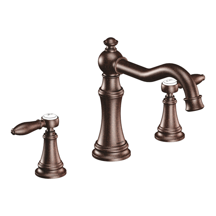 Weymouth 7.94' 2 Lever Handle Three Hole Deck Mount Roman Tub Faucet in Oil Rubbed Bronze