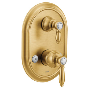 Weymouth 10.13' 2 Handle Transfer Valve Trim in Brushed Gold