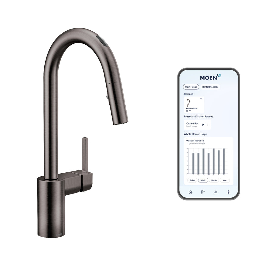 Align 15.63' 1.5 gpm 1 Lever Handle One or Three Hole Deck Mount Smart Kitchen Faucet in Black Stainless