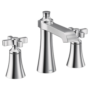 Flara 7' 1.2 gpm 2 Cross Handle Three Hole Deck Mount Bathroom Faucet Trim in Chrome