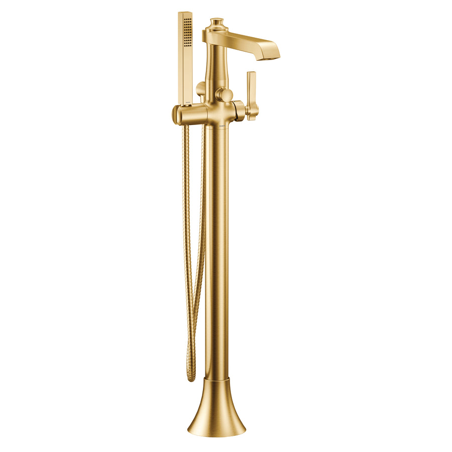 Flara 38.38' 1.75 gpm 1 Lever Handle One Hole Floor Mount Tub Filler in Brushed Gold