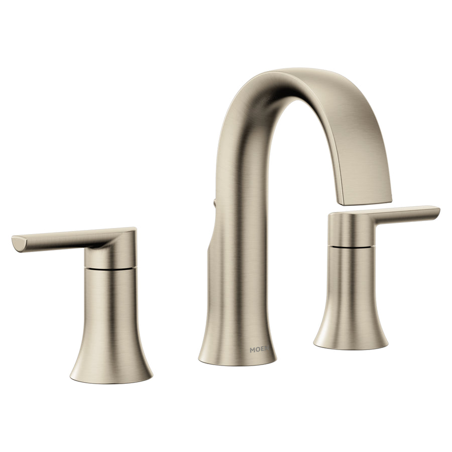 Doux 8' 1.2 gpm 2 Lever Handle Three Hole Deck Mount Bathroom Faucet Trim in Brushed Nickel