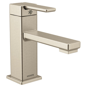 90 Degree 6.31' 1.2 gpm 1 Handle One or Three Hole Bathroom Faucet and drain assembly in Brushed Nickel