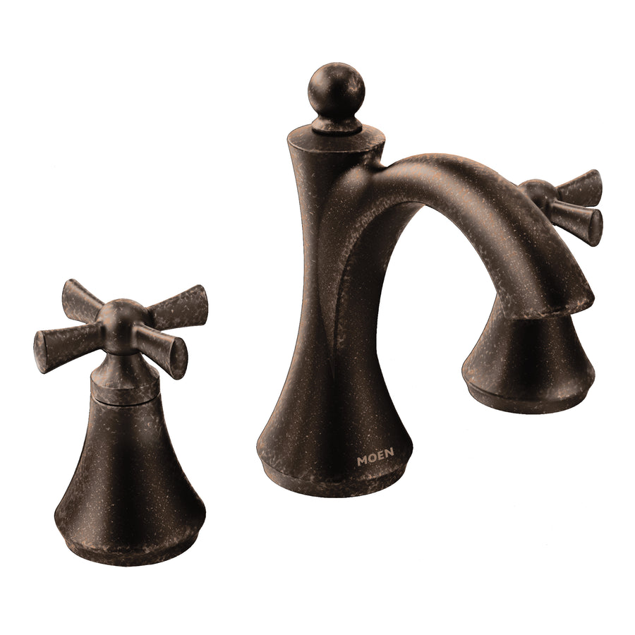 Wynford 6.5' 1.2 gpm 2 Cross Handle Three Hole Deck Mount Bathroom Faucet Trim in Oil Rubbed Bronze
