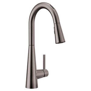 Sleek 15.56' 1.5 gpm 1 Lever Handle One or Three Hole Deck Mount Smart Kitchen Faucet in Black Stainless