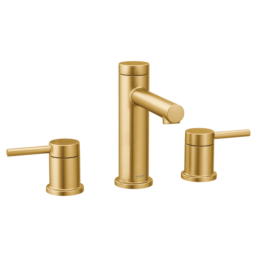 Align 6.41' 1.2 gpm 2 Lever Handle Three Hole Deck Mount Bathroom Faucet Trim in Brushed Gold