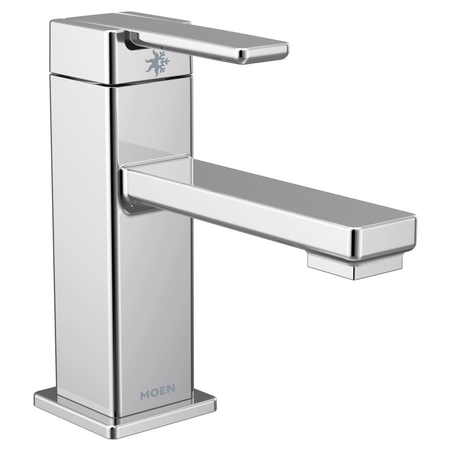 90 Degree 6.31' 1.2 gpm 1 Handle One or Three Hole Bathroom Faucet and drain assembly in Chrome