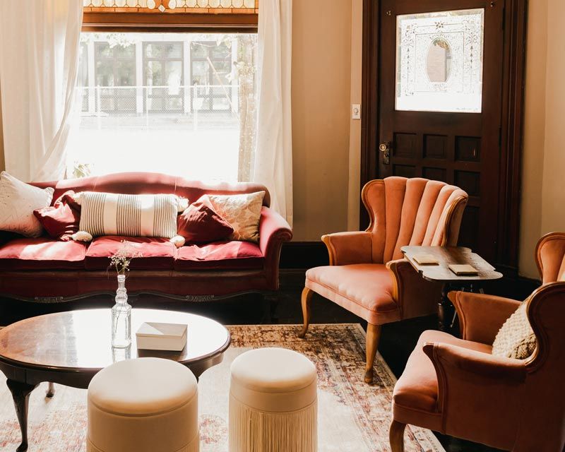 antique cottage style furniture in a living room