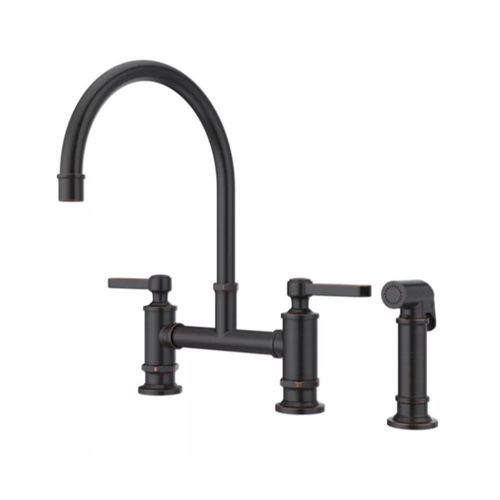  Pfister  Port Haven Two-Handle Kitchen Faucet with Side Spray in Tuscan Bronze