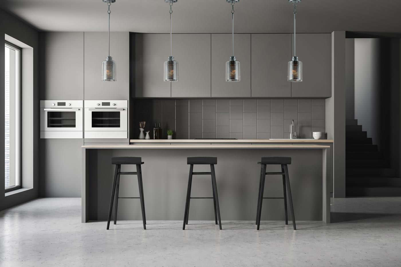 grey modern kitchen lifestyle