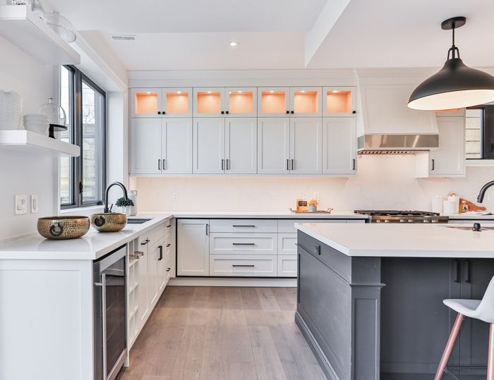 modern white kitchen with shaker cabinets