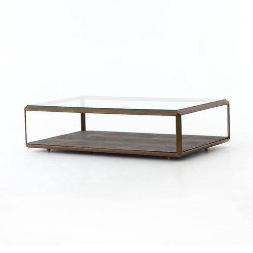 shagreen coffee table in antique brass