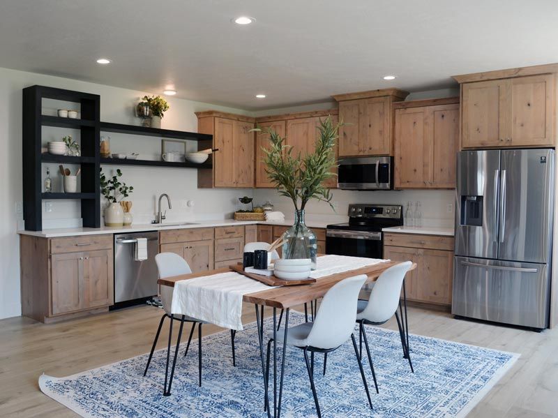 open kitchen with open shelves