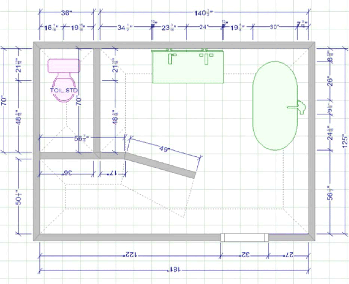 Floor plan for modern farmhouse bathroom remodel